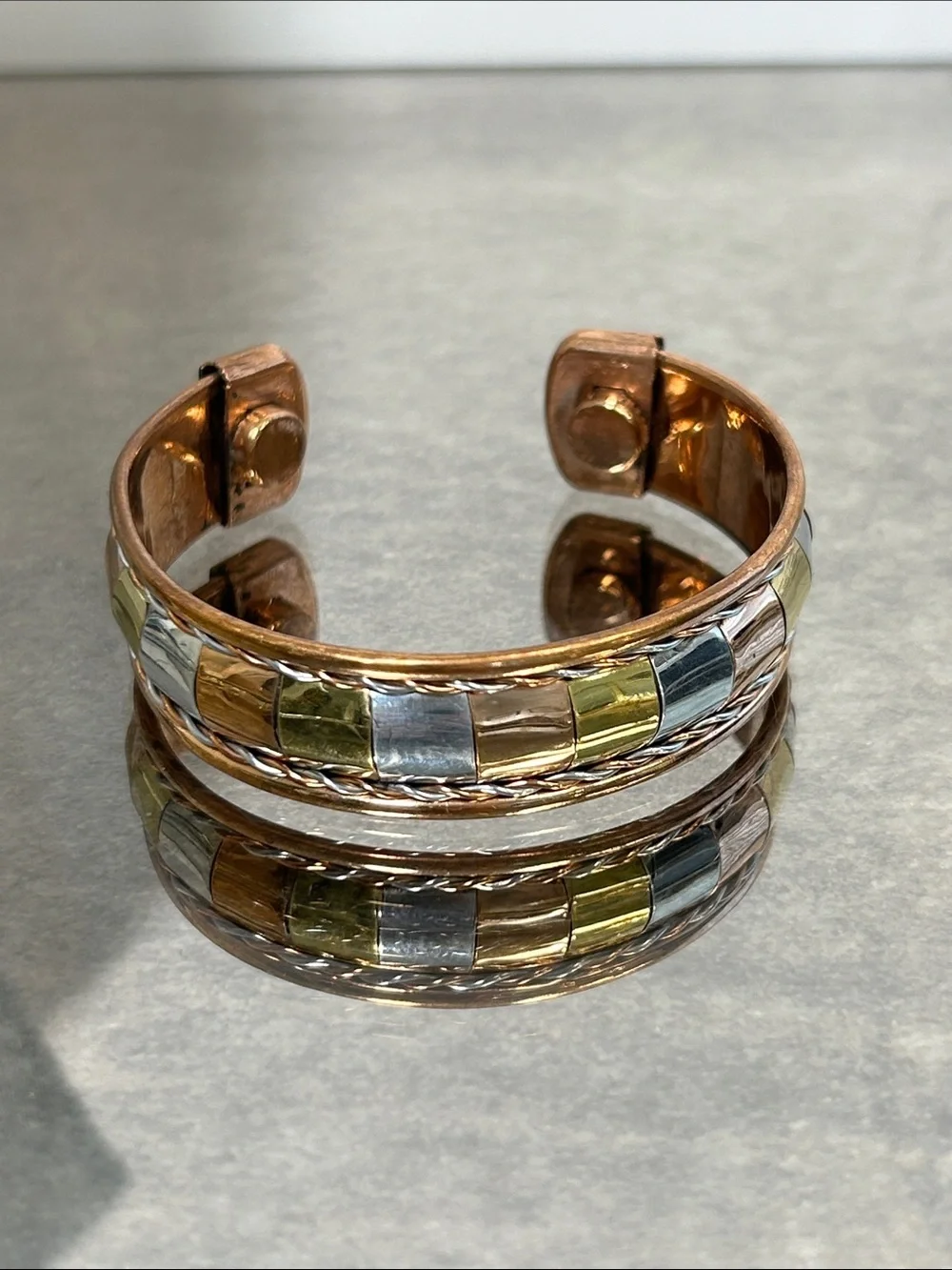 Tri-Tone Ashtadhatu healing cuff Metal Cuff Bracelet